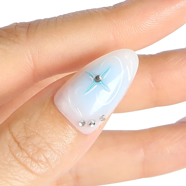 Fleur bleue et strass — modèle GL-048