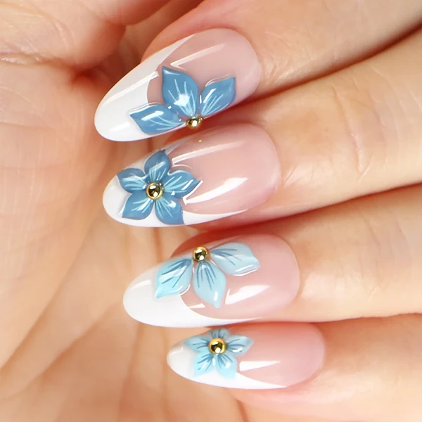 Fleurs bleues en relief — modèle GL-049
