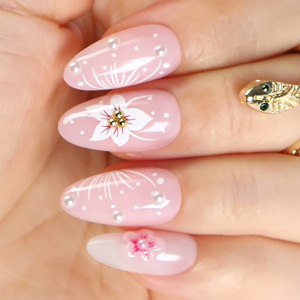 Fleurs roses perlées — modèle GL-059